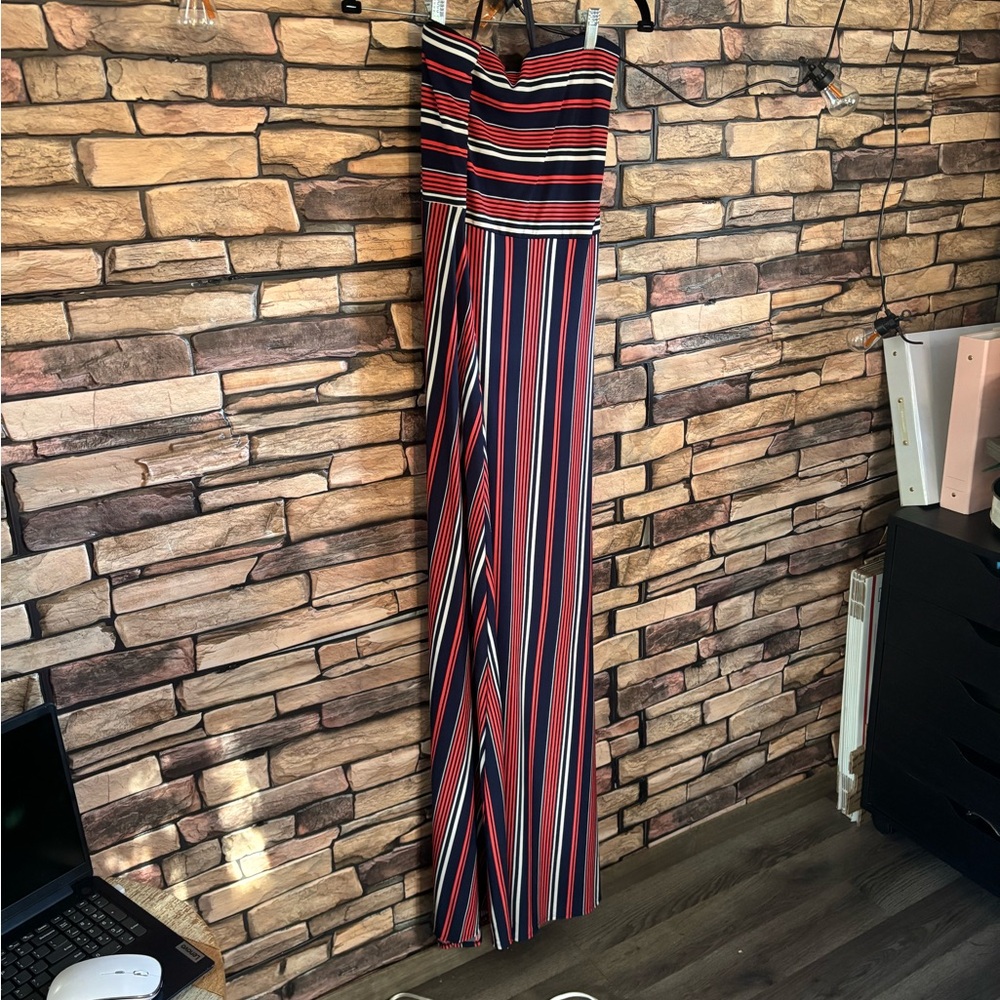 Banana Republic Blue and Orange Strapless Maxi Dress XL